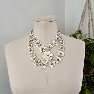 White Floral Statement Necklace
